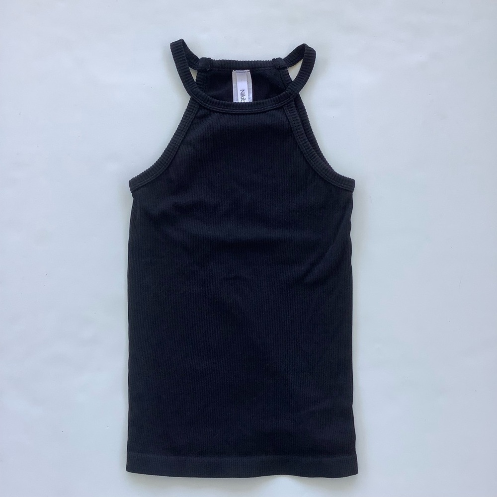 Nikibiki Black Ribbed Halter Tank